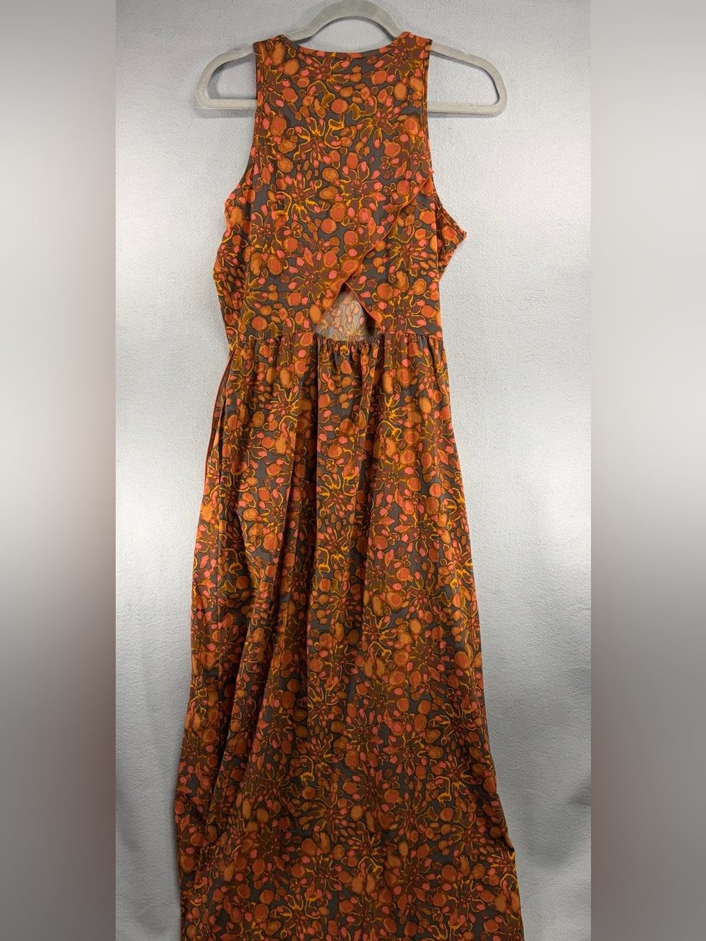 Toad&Co Orange Floral Crusher Maxi Dress Medium Quick Dry Wrinkle Resistant - Picture 2 of 4